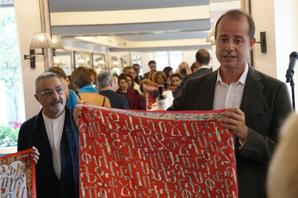 A Square Hermès silk “Lettres de Erevan” for the 25th anniversary of SFPA