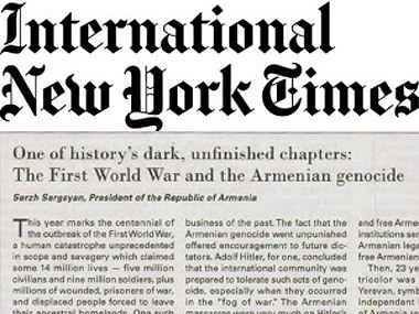 How much money is paid to the “International New York Times” for publishing the material about Serzh Sargsyan?