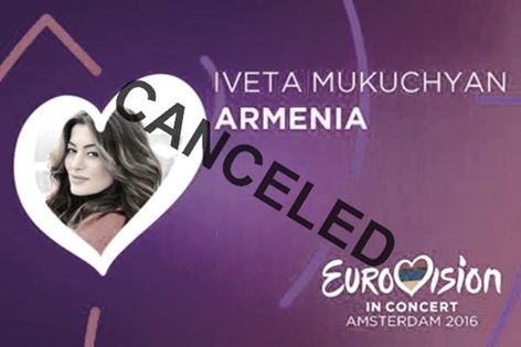 Iveta Mukuchyan. I have made the decision to cancel my upcoming performance in AMSTERDAM  for “Eurovision in Concert” event