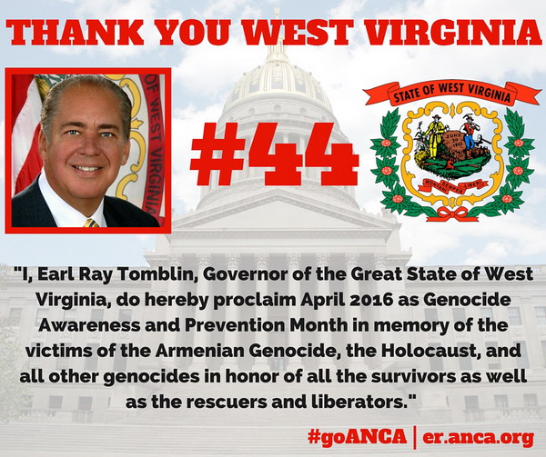 West Virginia Becomes 44th State to Affirm the Armenian Genocide