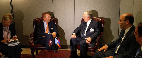 Edward Nalbandian had a meeting with Edgars Rinkēvičs, Foreign Minister of Latvia