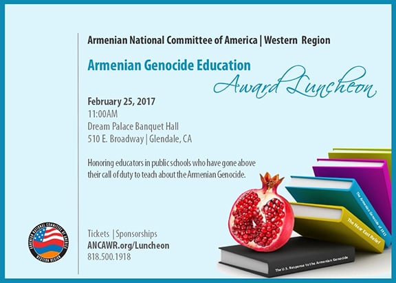 ANCA-WR to Honor K-12 Instructors at Armenian Genocide Education Luncheon