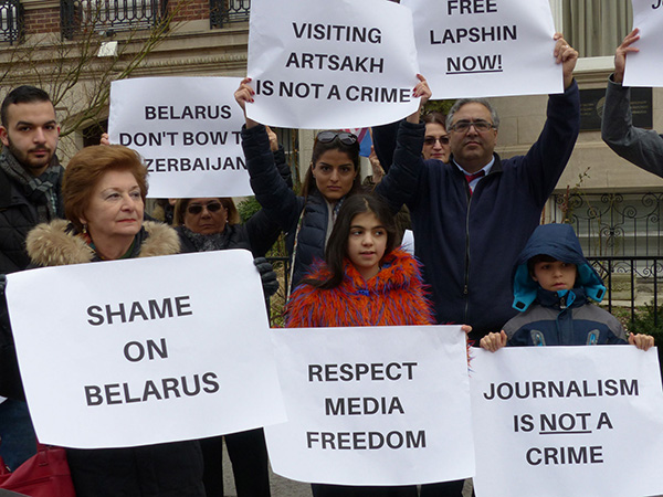 Armenian-Americans Protest Belarus / Azerbaijan Crackdown on Journalist Reporting on Artsakh