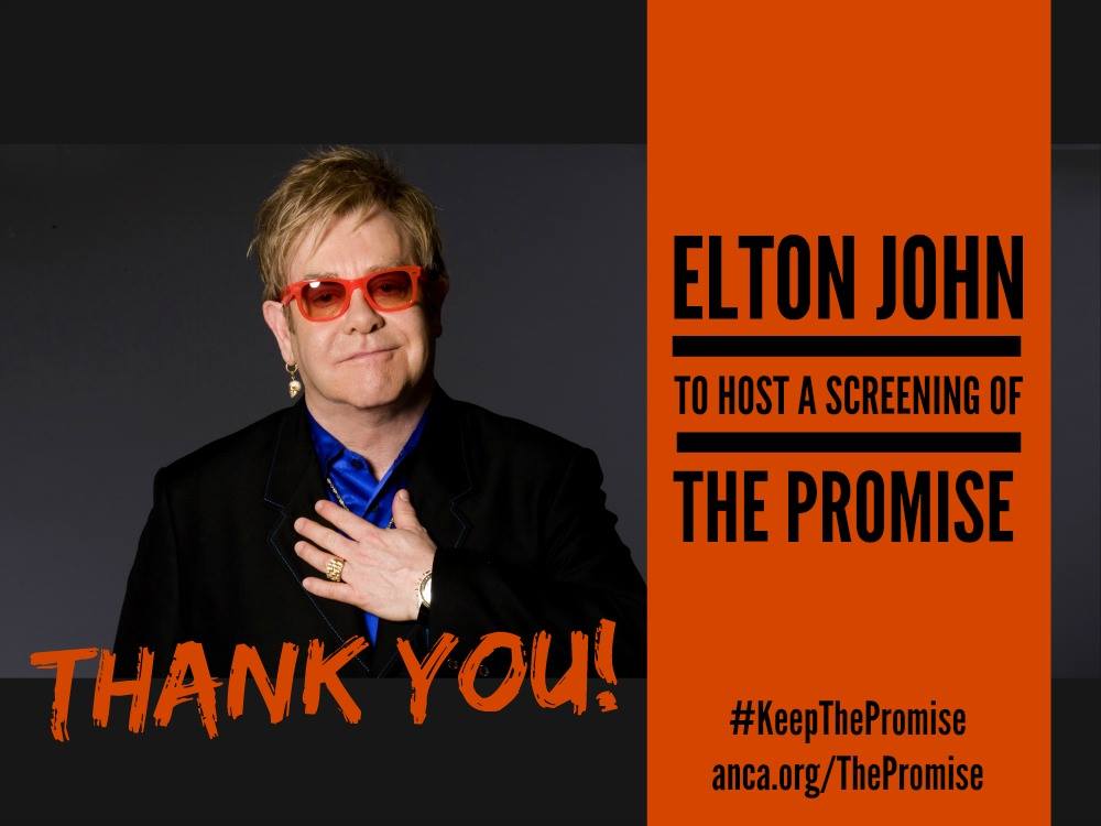 Elton John to introduce Armenian genocide film ‘The Promise’ at Oscars viewing party