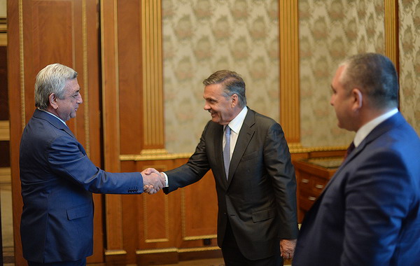 Serzh Sargsyan Received President of the International Ice Hockey Federation (IIHF) René Fasel