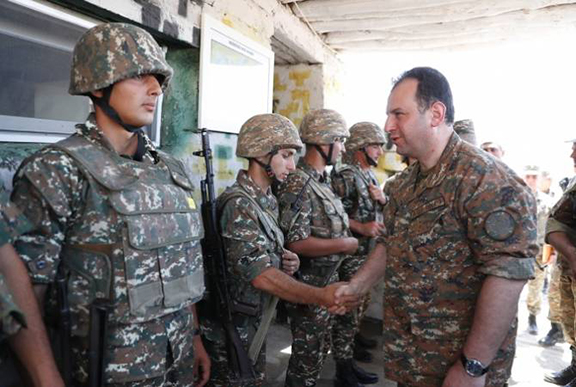 Armenia’s Defense Minister Vigen Sargsyan Visits Military Posts in Artsakh