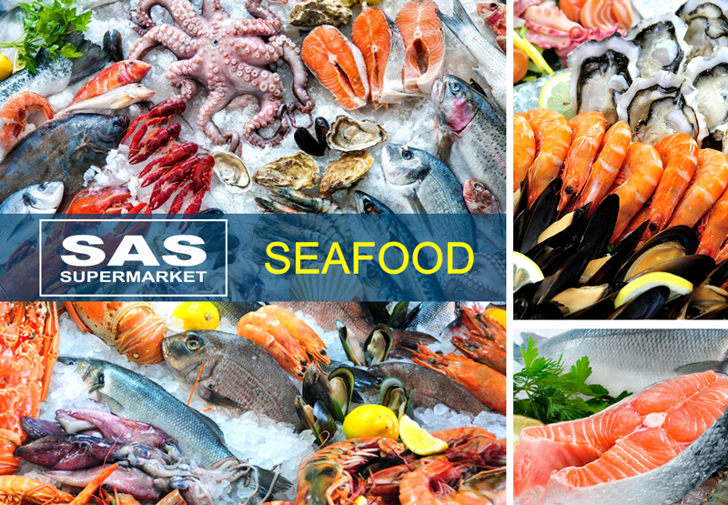 Wide the range of seafood in SAS supermarkets