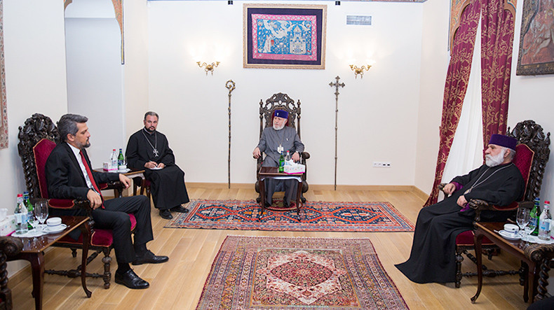 Catholicos of All Armenians Garegin II receives Turkish-Armenian lawmaker Garo Paylan
