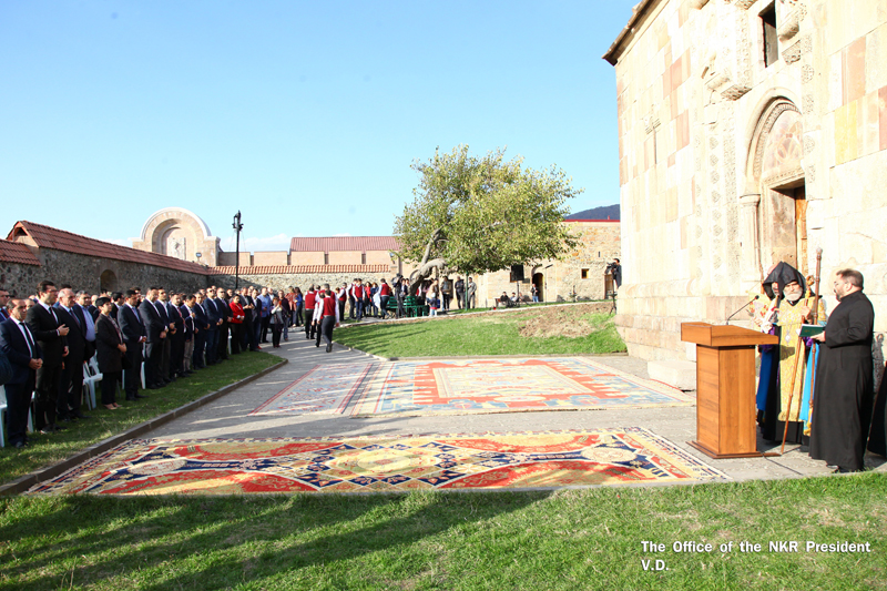 Artsakh President partook at ceremony of donating Armenian style carpets to Artsakh churches