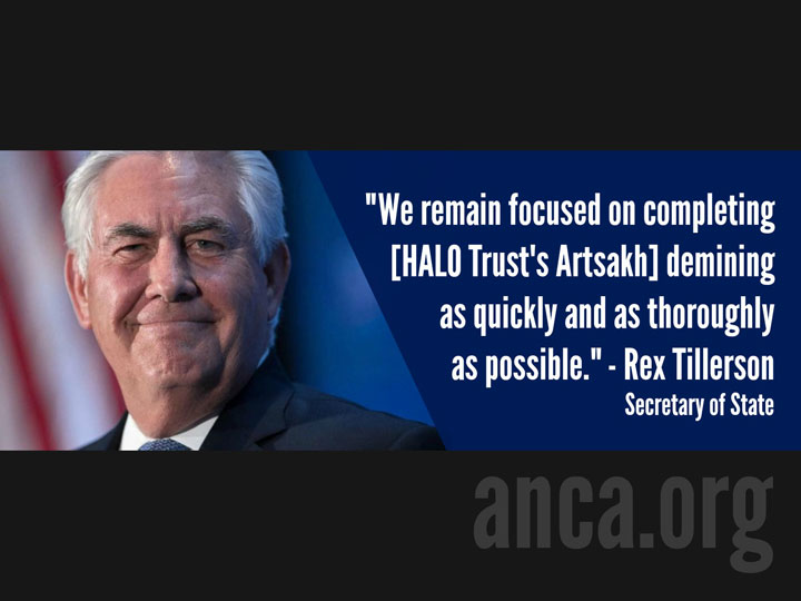 Secretary Tillerson Wants Artsakh Demining Completed “as Quickly and Thoroughly as Possible”