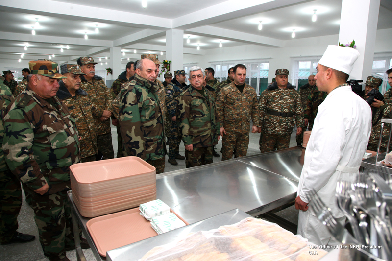 Bako Sahakyan together with President Serzh Sargsyan of the Republic of Armenia visited a number of military units