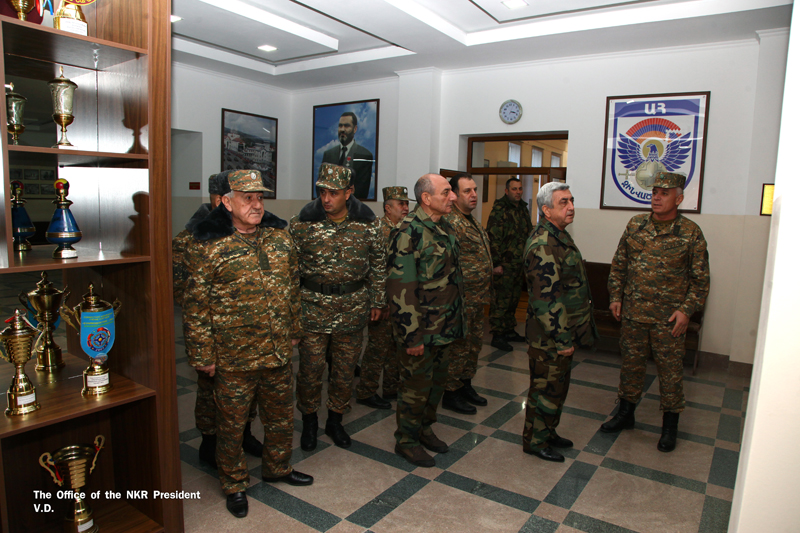 Bako Sahakyan together with President Serzh Sargsyan visited a number of military units