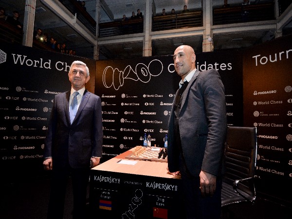 Armenia’s President makes first opening move at World Chess Candidates Tournament in Berlin