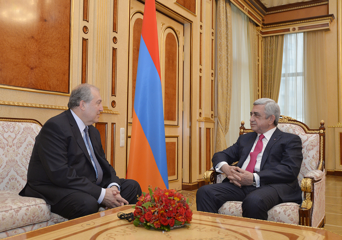Armenia’s President Serzh Sargsyan receives President-elect Armen Sargsyan
