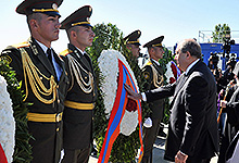 President Armen Sarkissian paid tribute to the memory of the victims of the Armenian Genocide at the Tsitsernakaberd Memorial