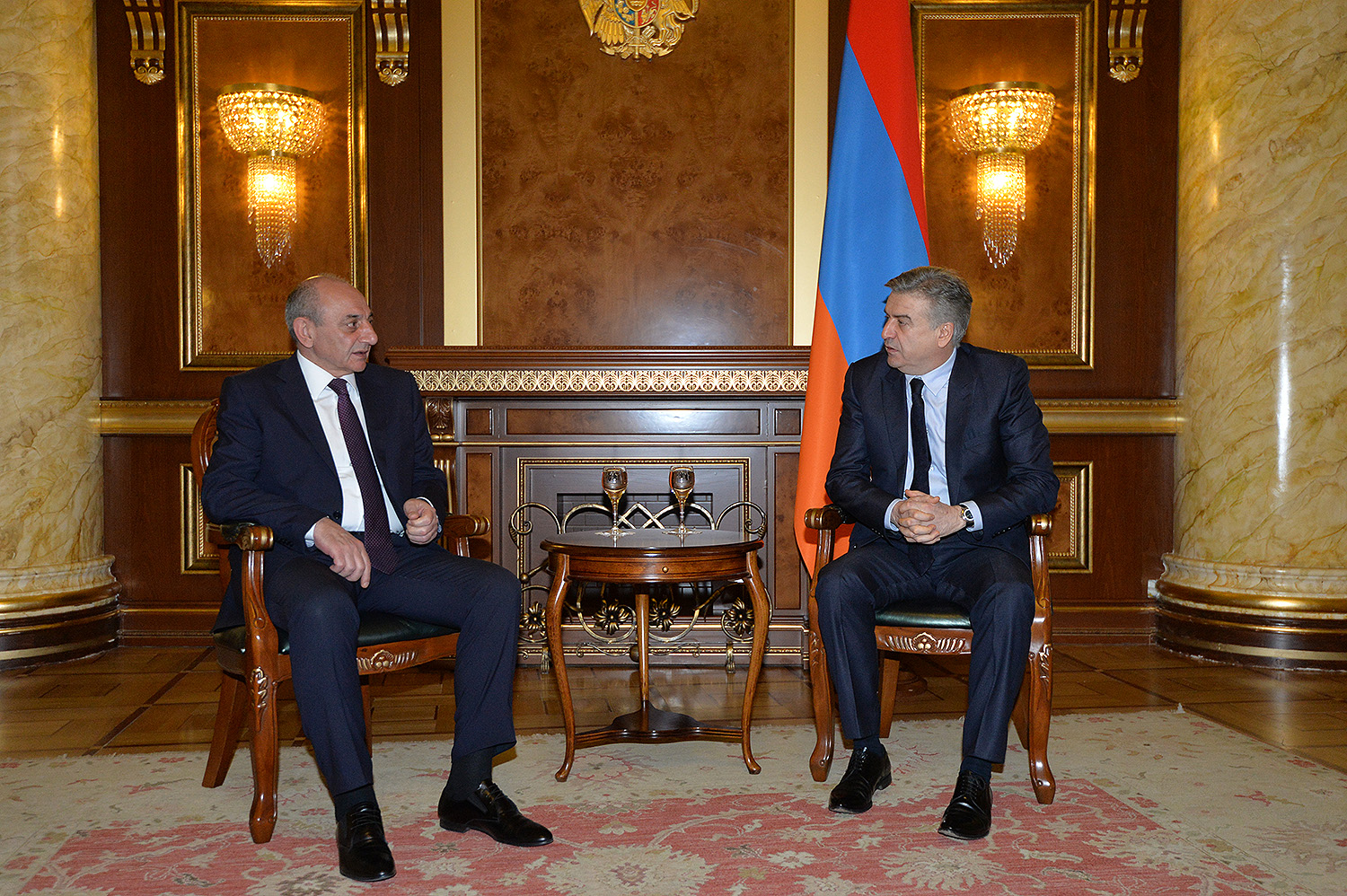 Acting Prime Minister Karen Karapetyan meets with Artsakh Republic President Bako Sahakyan
