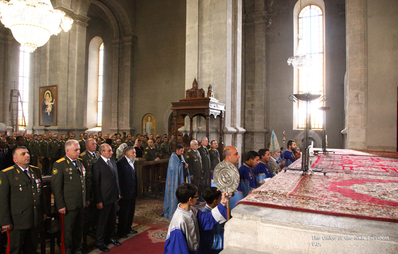 Bako Sahakyan was present at a Divine Liturgy dedicated to the Artsakh Republic Defense Army
