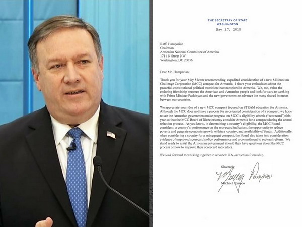 U.S. Secretary of State Pompeo Shares ANCA’s Enthusiasm about Armenia’s Peaceful, Constitutional Political Transition
