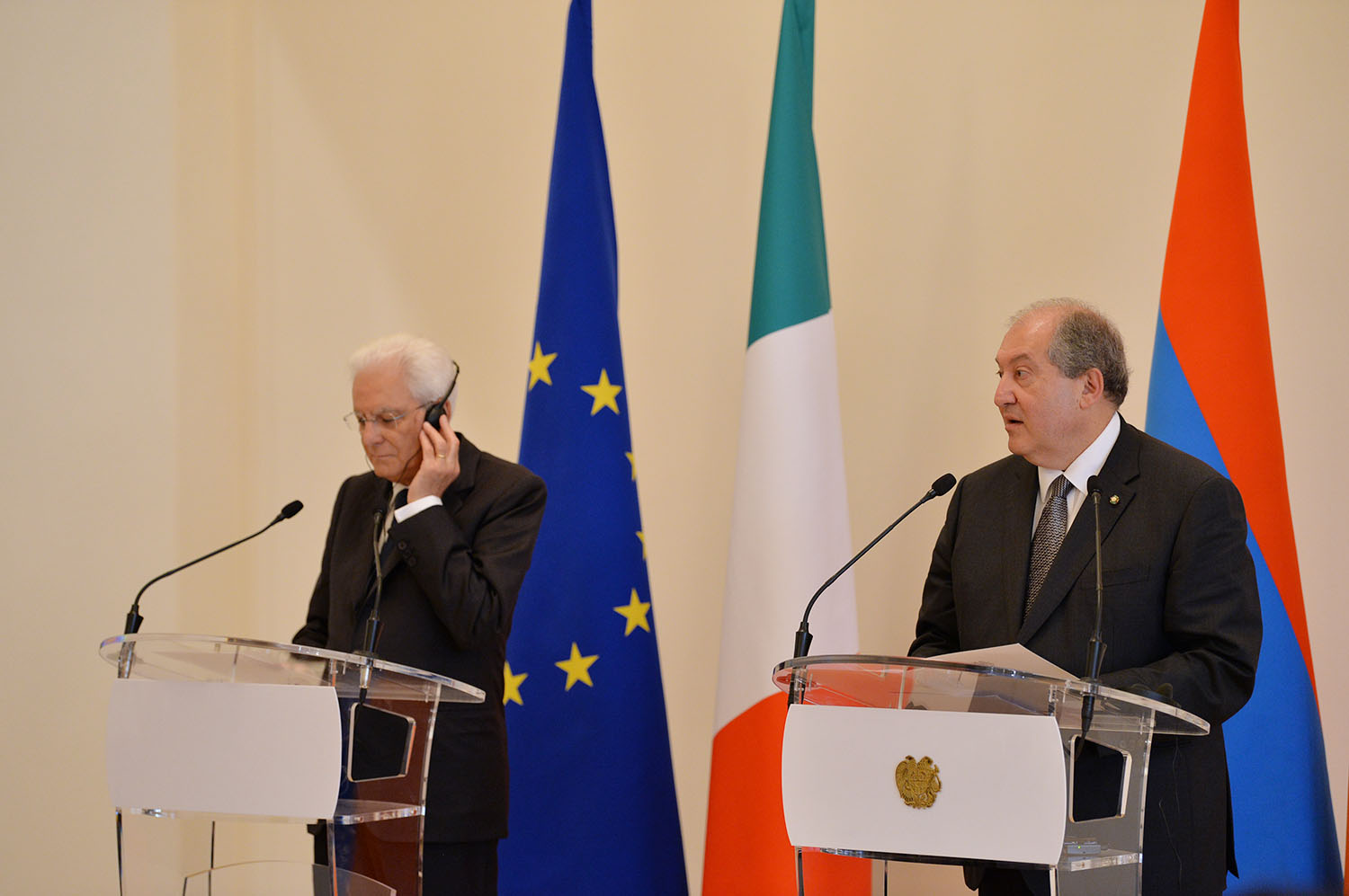 Presidents of Armenia and Italy made statements for the press
