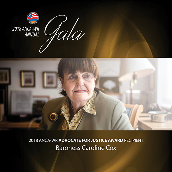 Baroness Cox to receive ‘Advocate for Justice’ Award at ANCA-WR Gala