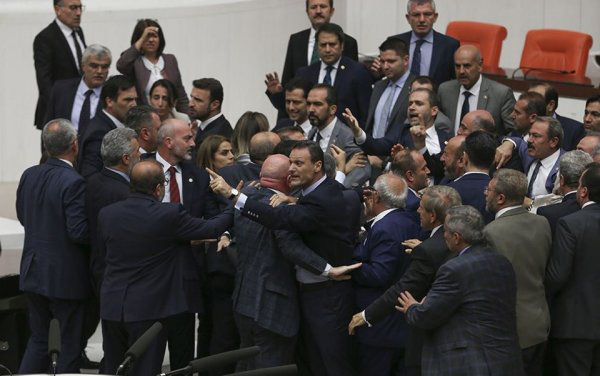 Brawl in Turkish parliament