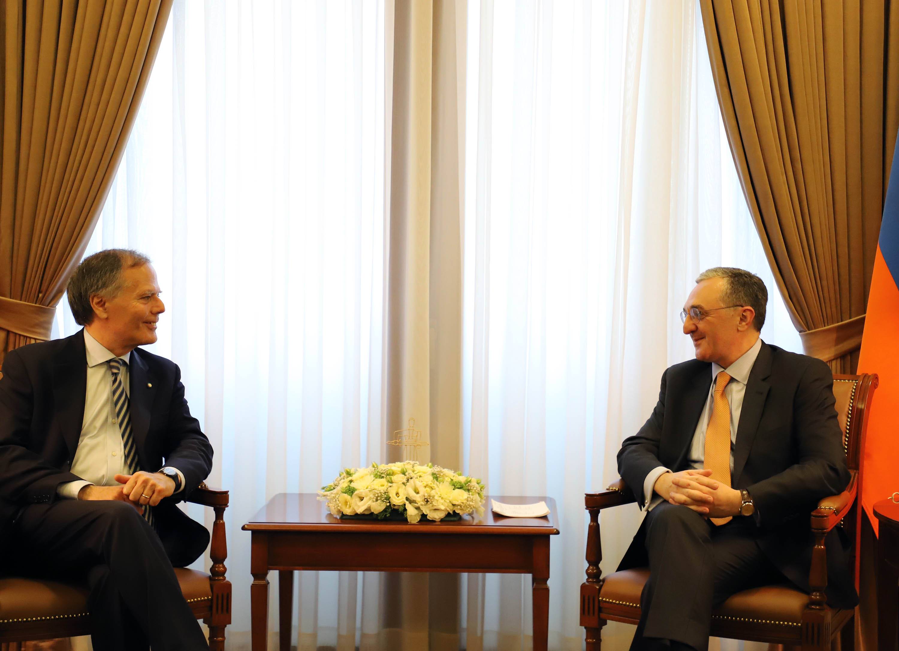 Foreign Minister Zohrab Mnatsakanyan met Enzo Milanesi, Minister of Foreign Affairs and International Cooperation of Italy