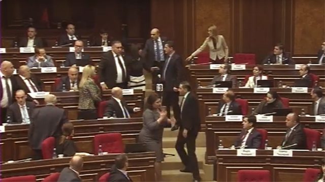 ‘Are you bringing back Old Armenia?’ Tensions in National Assembly, Prosperous Armenia deputies almost get into fistfight with Marukyan