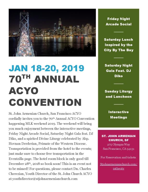 St. John Armenian Church of San Francisco Hosts 70th Annual ACYO Convention