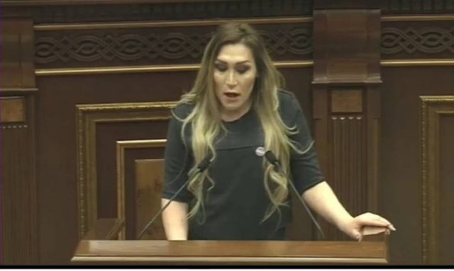 Transgender woman speaks out about issues rape and torture in transgender community in Armenian Parliament, Naira Zohrabyan gets angry and orders to leave