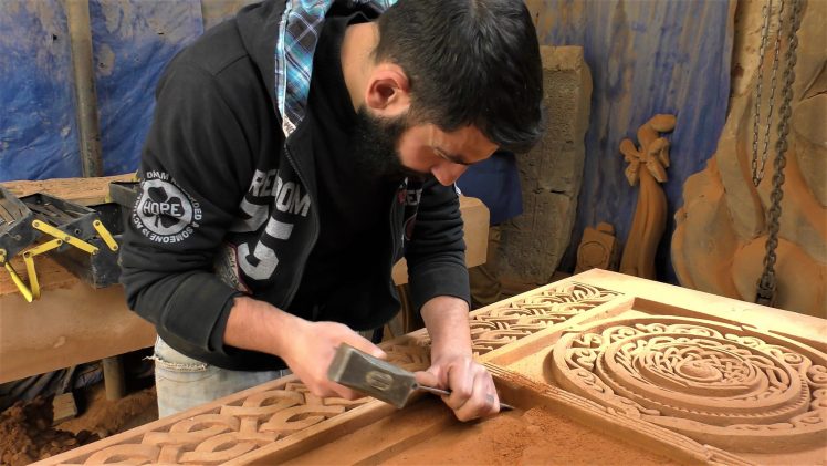 The workshop of stone cross sculptors in the heart of Yerevan
