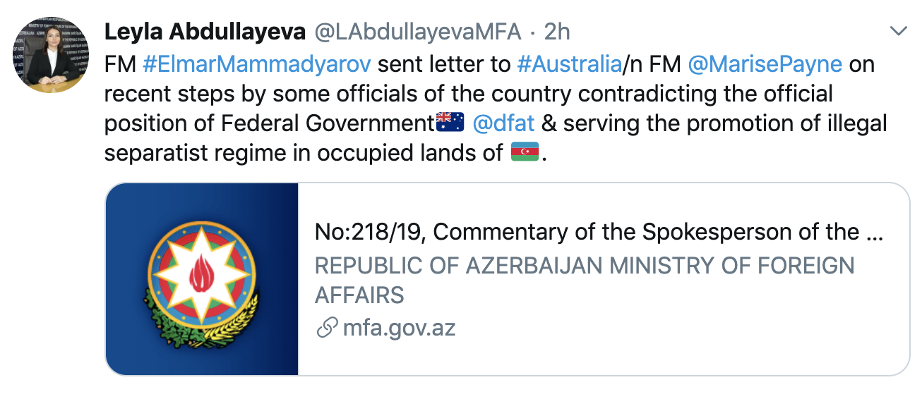 Enraged Azerbaijan Attempts to Gag Australian Politicians on Artsakh Rights