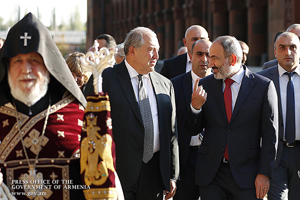 Nikol Pashinyan, Anna Hakobyan attend opening of renovated Catholicosate of the Mother See of Holy Etchmiadzin