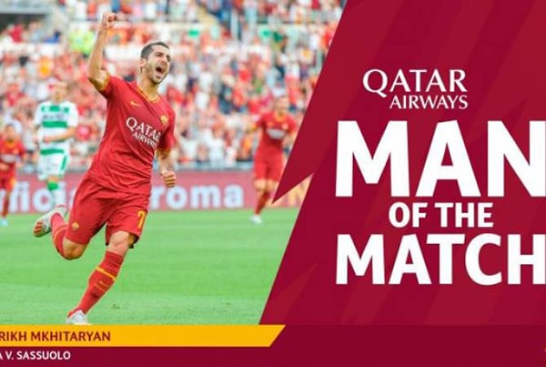 AS Roma’s Mkhitaryan named Man of the Match in Sassuolo clash