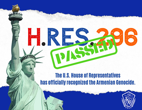 AYF commends U.S. House passage of Armenian Genocide Resolution