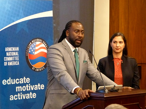 Dr. Jermaine McCalpin discusses “Reparations, Recognition and the Armenian Genocide” at the second installment of ANCA’s Raphael Lemkin Policy Series