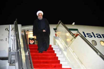Iran’s President Hassan Rouhani arrives in Armenia
