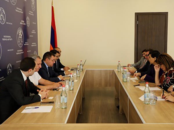 Congressional Armenian Caucus Co-Chair Jackie Kanchelian Speier (D-CA) and Rep. Judy Chu meeting Armenia Supreme Judicial Council President Ruben Vardazaryan, and Council members Grigor Bekmezyan, Sergei Chichoyan, and Hayk Hovhannisyan, where they discussed the status of judicial reforms in Armenia.