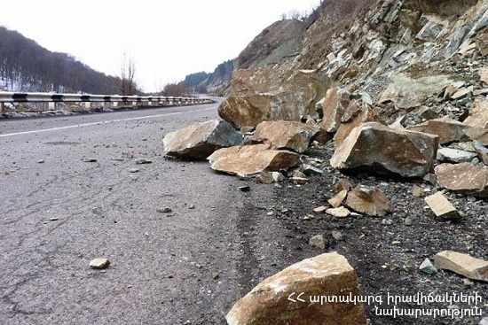 Rock-fall in Stepanavan town