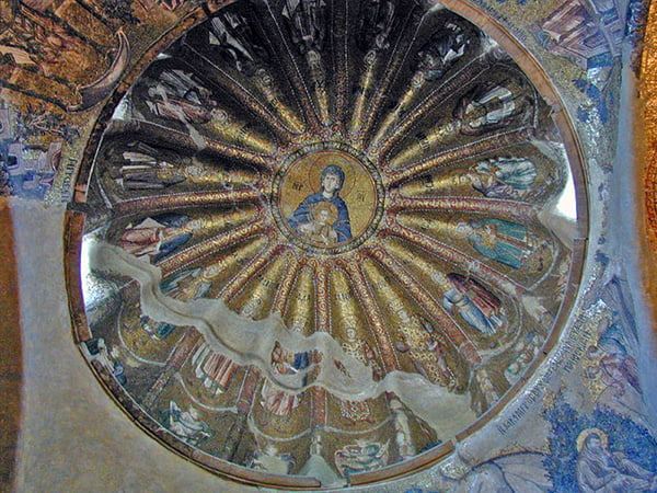 Mosaic of the Virgin Mother with child, north dome of the inner narthex