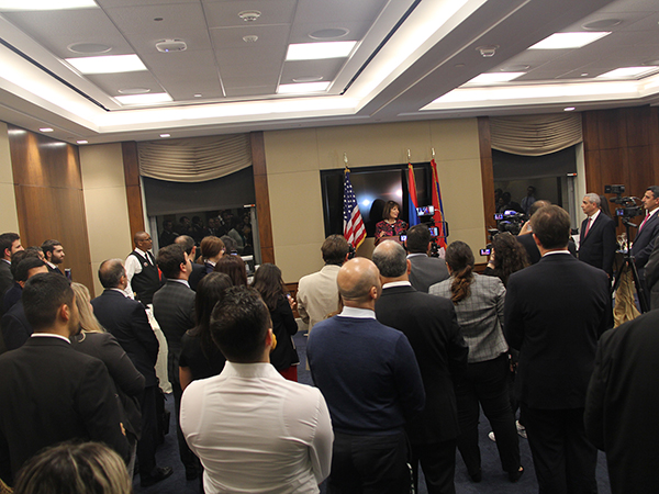 Rep. Jackie Speier (D-CA) addressing participants at the Capitol Hill Celebration of Artsakh Freedom