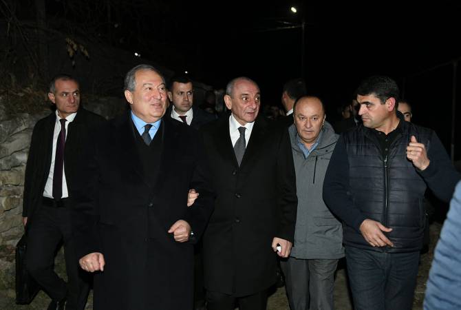 Presidents of Armenia, Artsakh visit Harav village