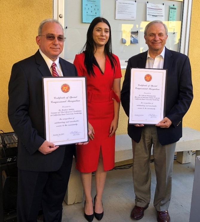 Dr. Adalian and Dr. Shemmassian awarded Certificates of Special Congressional Recognition on behalf of Congressman Brad Sherman by his Field Representative Mary Chakerian