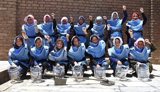 Afghanistan’s first all-female demining team completed landmine work in Bamyan province this year, the first of Afghanistan’s 34 provinces to be declared free of landmines.