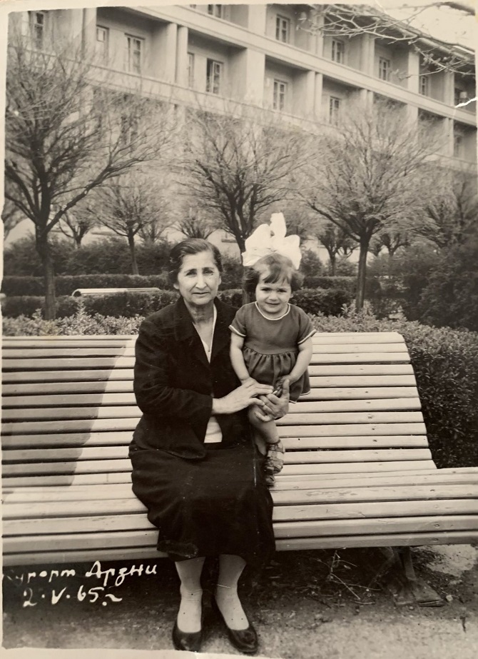 Karine Voskanyan at two years old with her grandmother Amalia in Armenia, 1965