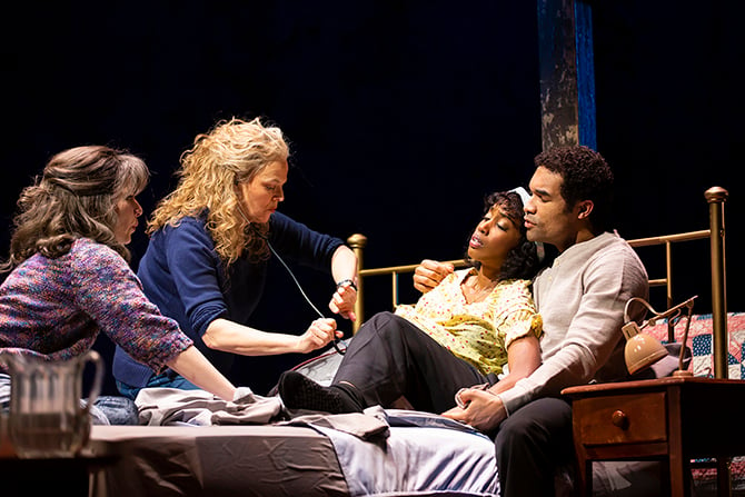 Grace Experience, Ellen McLaughlin, Monique Robinson and Ryan George in MIDWIVES by Chris Bohjalian, Jan. 21 – Feb. 16 at George Street Playhouse. (Photo: T. Charles Erickson)