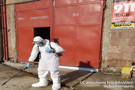 Territories of Fire and Rescue squads are being disinfected