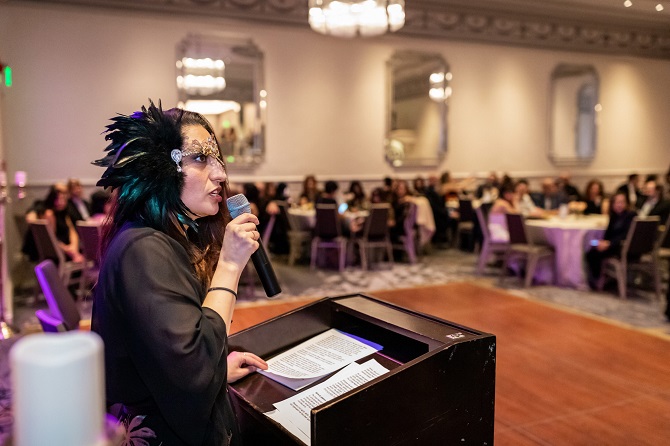 Chair of the ARS Cambridge “Shushi” chapter Ani Zargarian addressing the crowd (Photo: Salbe A. Photography)