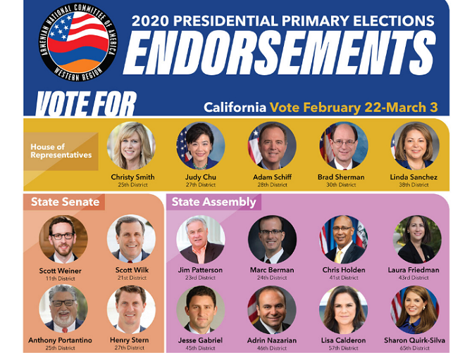 ANCA-WR endorsed federal, state and Los Angeles candidates record significant victory in March 3 California Primary elections