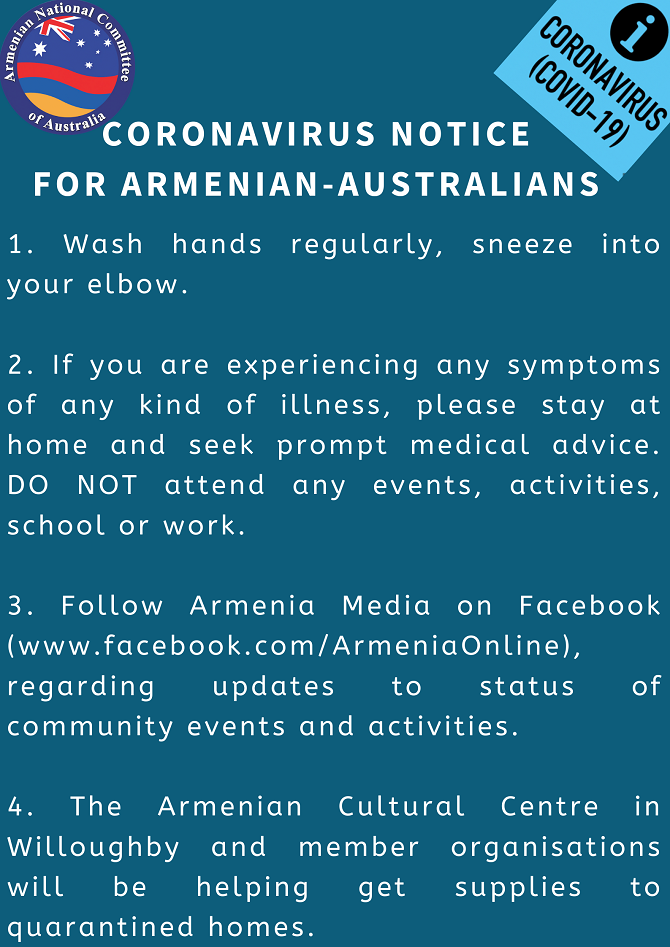The Armenian-Australian community and coronavirus (COVID-19)