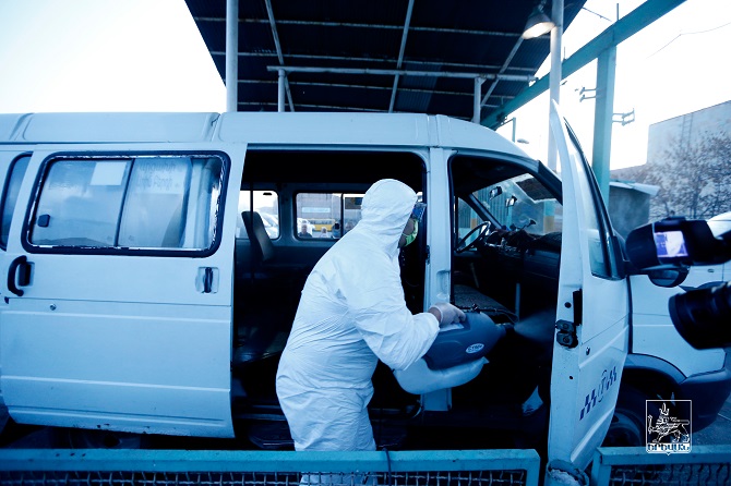 Yerevan Municipality is disinfecting minibuses as well